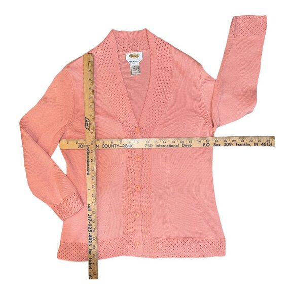 Talbots Pink Long sleeve Knit 5-Button Mercerized Cotton Cardigan Women's Size M - Picture 9 of 9